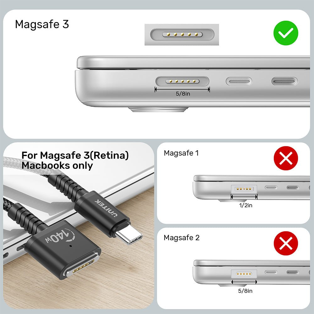 EAN 4894160050014 - UNITEK C14121BK-2M cable de transmisión Negro MagSafe 3 USB C imagen 9