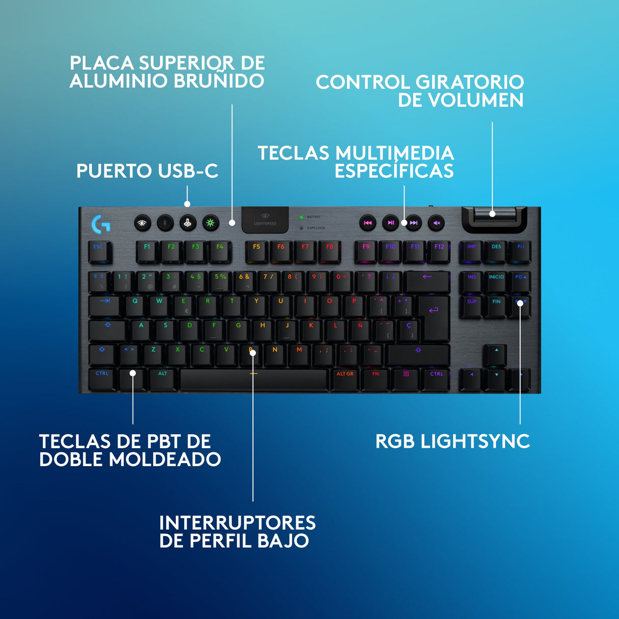EAN 5099206121843 - Logitech G G915 X LIGHTSPEED TKL teclado Juego USB + RF Wireless + Bluetooth QWERTY Español Negro imagen 6