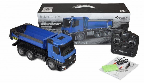 Amewi Mercedes Arocs License Dump Truck Modelo Controlado Por Radio Camión Basculante Motor Eléctrico 1:14