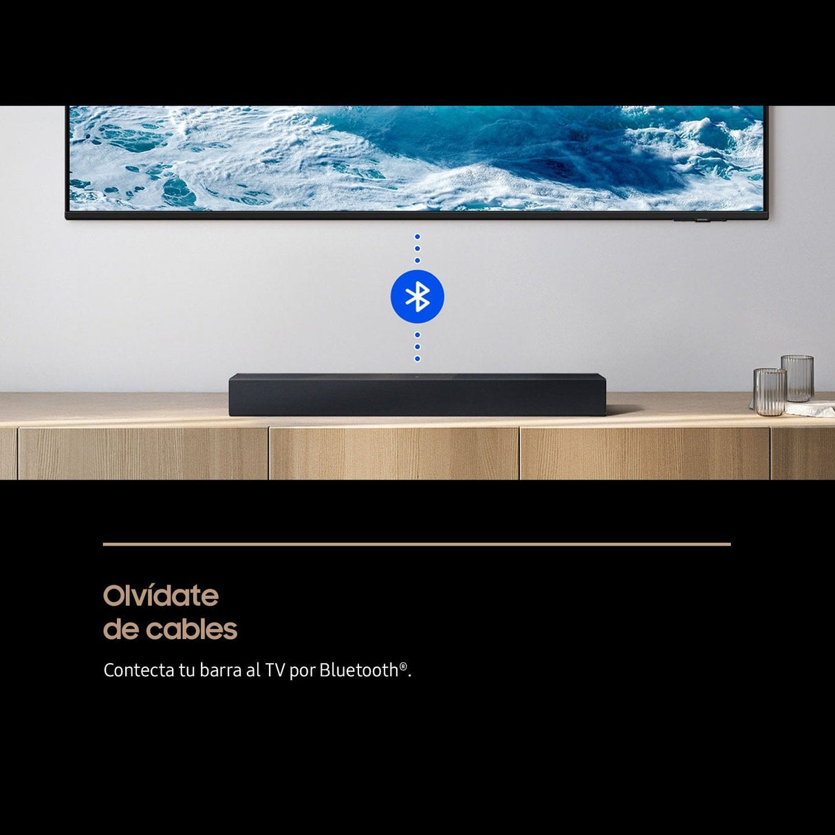 Barra De Sonido Samsung Hw-B400f/Zf 2.0 40w - Dolby 2.0 - Bluetooth 4.2, Usb, Hdmi, Audio Optico - Mando A Distancia -