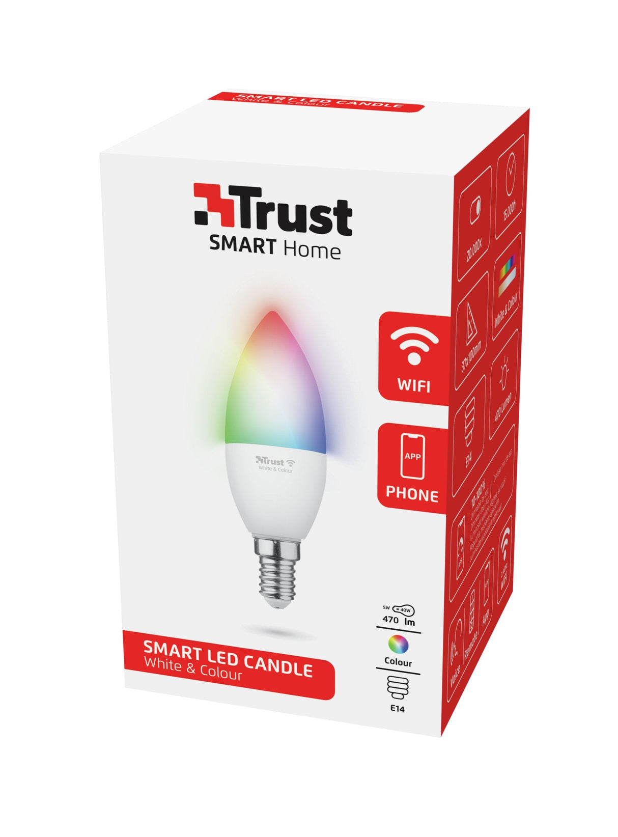 Smart Light Bulb Trust Luminous Flux 470 Lumen Wi-Fi Beam Angle 180 Degrees 71280