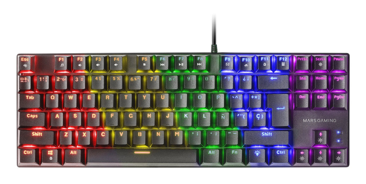 Mars Gaming Mk80 Teclado Gaming Mecanico - Tkl Compacto - Iluminacion Rgb - Teclas Imborrables - Switches Antipolvo -