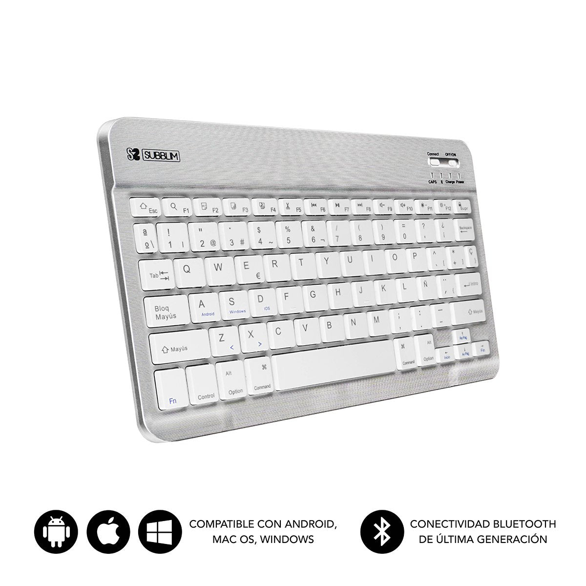 Teclado Compacto Inalámbrico Por Bluetooth Subblim Smart Plata