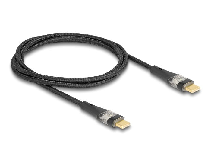 Delock 80763 Cable Usb 2.0 De Datos Y Carga Rápida Usb Type-C Macho A Macho Transparente Pd 3.0 100 W 1 M