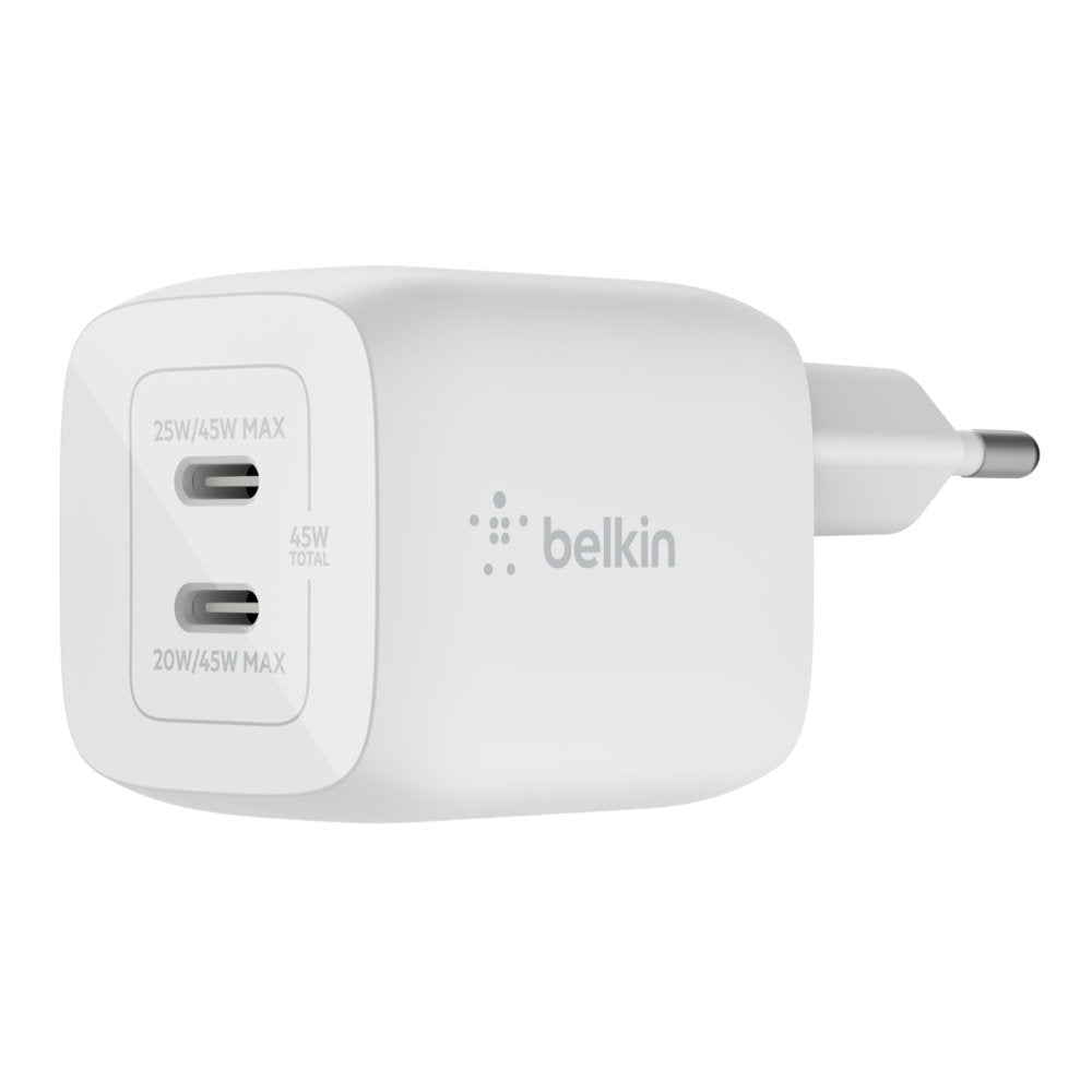 Cargador Domestico Belkin Wch011vfwh Doble Usb-C Gan Boost Charge Pro 45w (25w+20w)