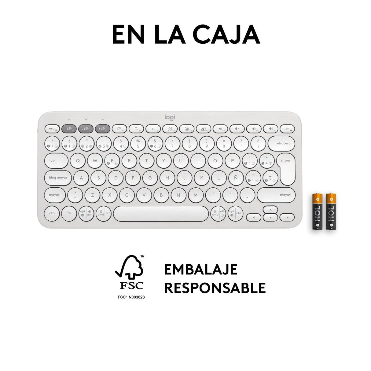 Teclado Logitech Pebble Keys 2 K380s Rf Wireless + Bluetooth Qwerty  Blanco Español