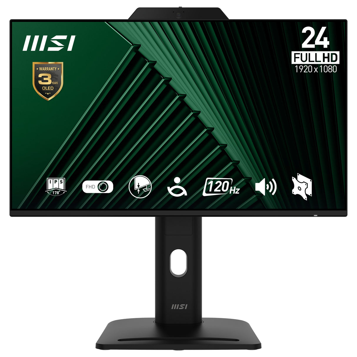 Msi Pro Mp242pmgde, Monitor Led 60 Cm (23,8 Pulgadas), Negro, Fullhd, Ips, Webcam, Micrófono, Hdmi, Dp, Vga, Hub Usb, Panel 120hz 9s6-3pd89t-002