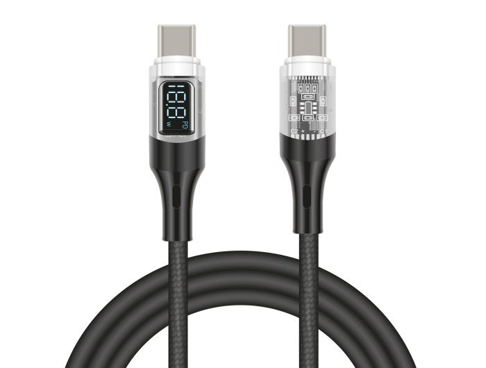 Delock 85409 Cable De De Datos Y Carga Rápida Usb 2.0 Usb Type-C Macho A Macho Pd 3.0 100 W Con Indicación De Potencia Transparente 2 M