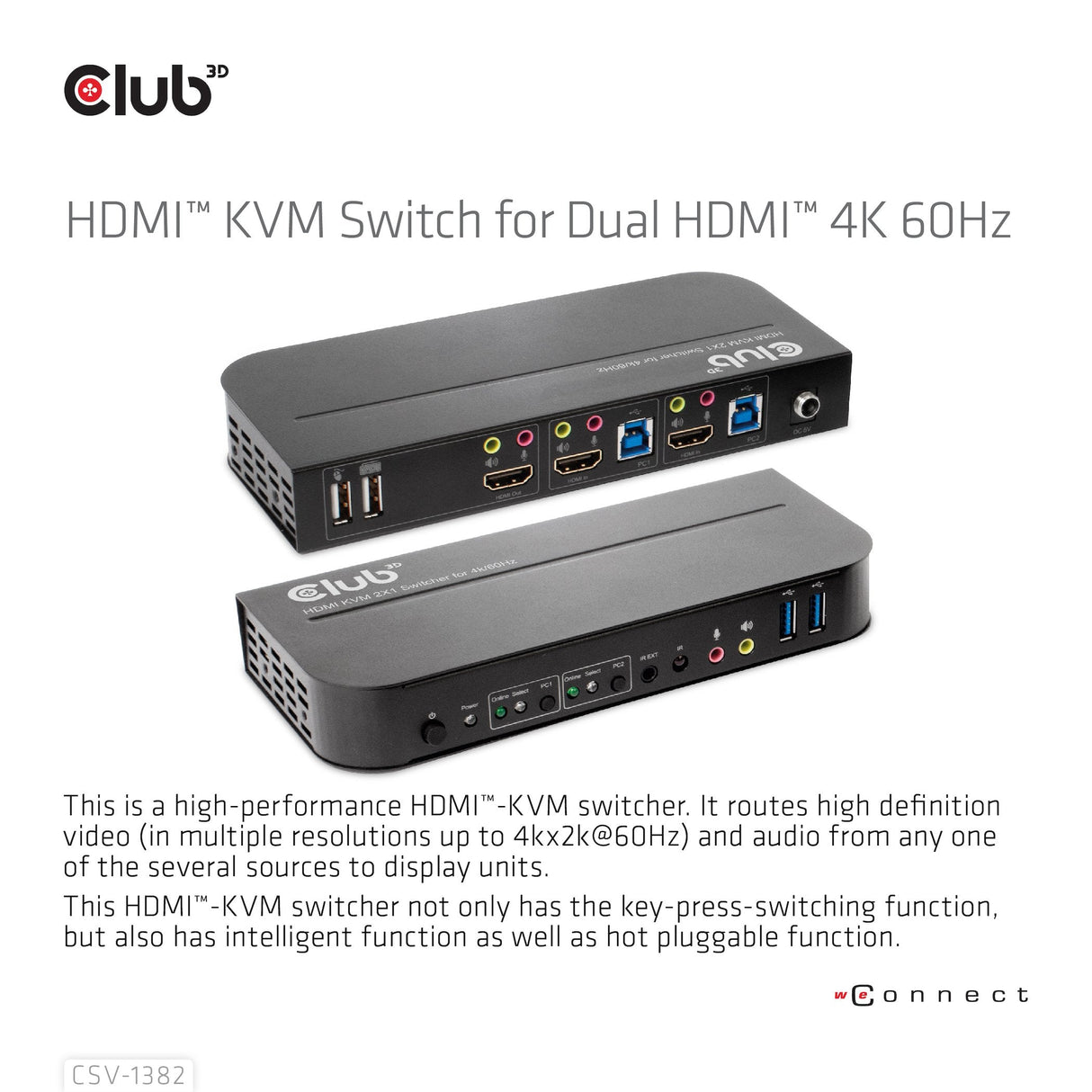 EAN 8719214472245 - CLUB3D CSV-1382 interruptor KVM Negro imagen 7