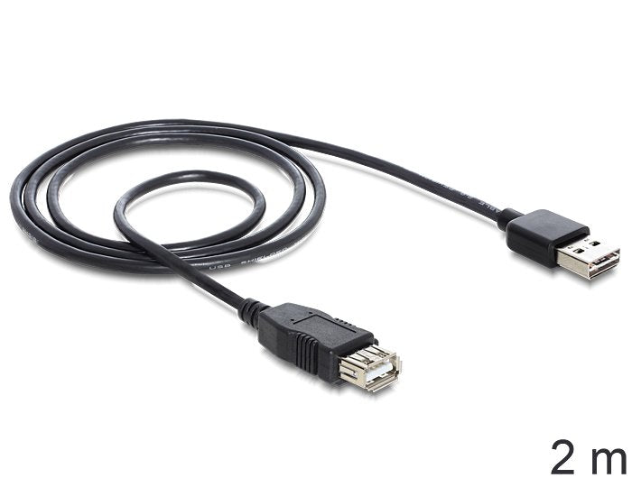 Delock Cable Easy-Usb 2.0 Tipo-A -> Alargo M/M 2m Negro