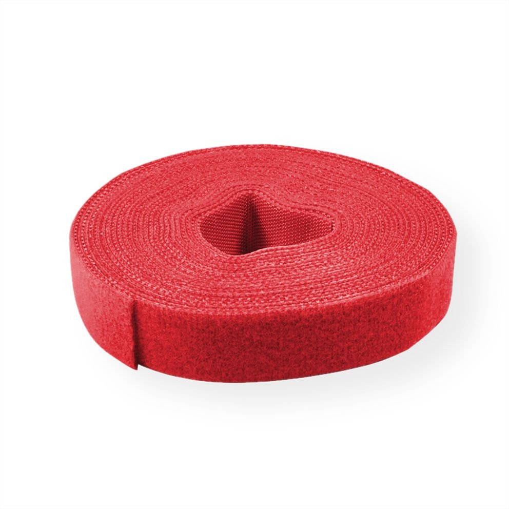 Cinta De Velcro A Rollo 10mm Rojo 25m