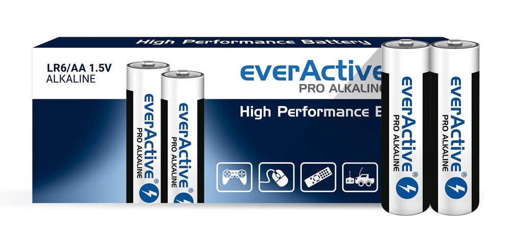 Pilas Alcalinas Everactive Pro Alkaline Lr6 Aa - Paquete Retráctil - 10 Piezas