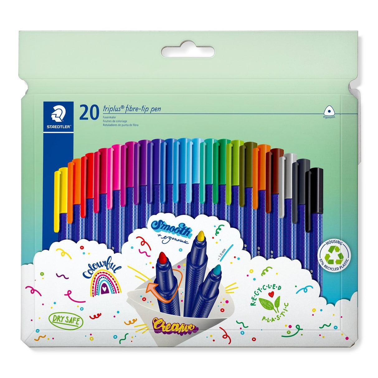 EAN 4007817164594 - Staedtler 323 C20 rotulador de punta fina Negro, Azul, Marrón, Cian, Gris Oscuro, Azul "Duck blue", Verde imagen 1