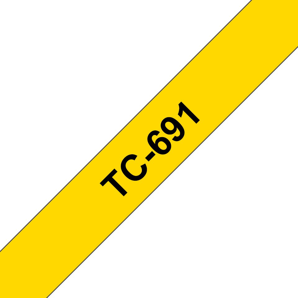 EAN 4977766050753 - Brother TC-691 cinta para impresora de etiquetas Negro sobre amarillo imagen 1