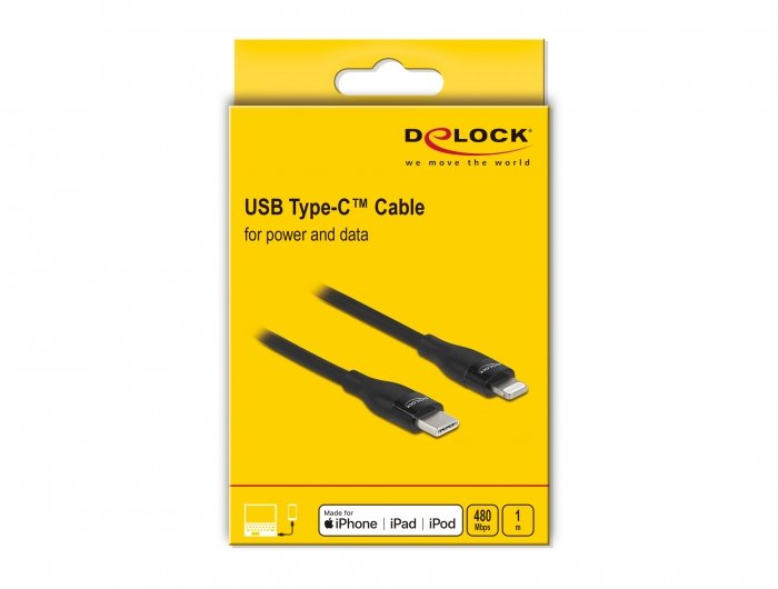 Delock Daten- Und Ladecable Usb Type-C Zu Lightning Für Iphone, Ipad Und Ipod Schwarz 1 M Mfi