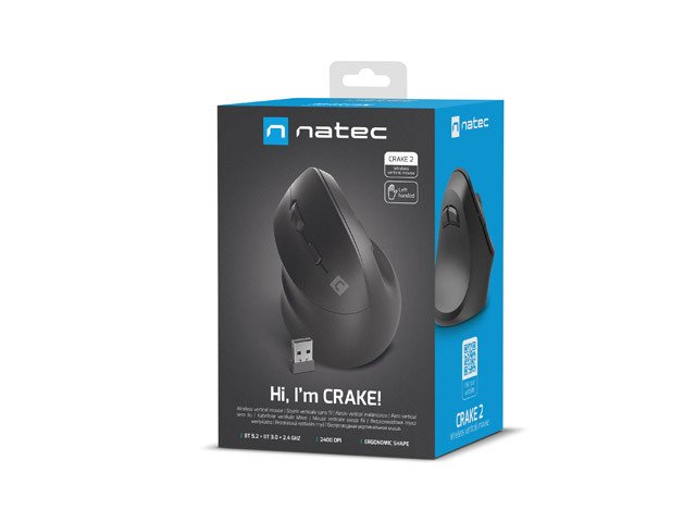 Ratón Natec Crake 2 Inalambrico Vertical Bluetooth 5.2 + 2.4ghz 2400 Dpi Mano Iz
