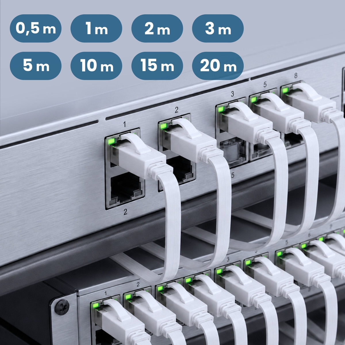 Extralink Lan Patchcord Cat.8 U Ftp 0,5m 40g Flat Shielded Foiled Twisted Pair Bare Copper White