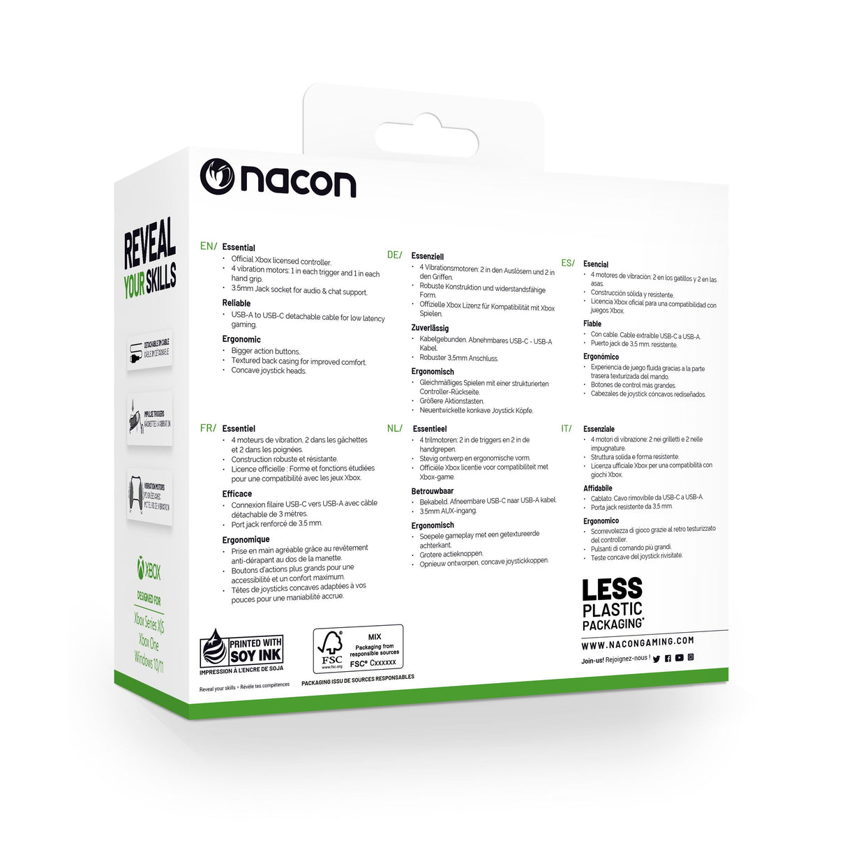 Nacon Xbxevol-Xw Controller Wired Xbox Series White