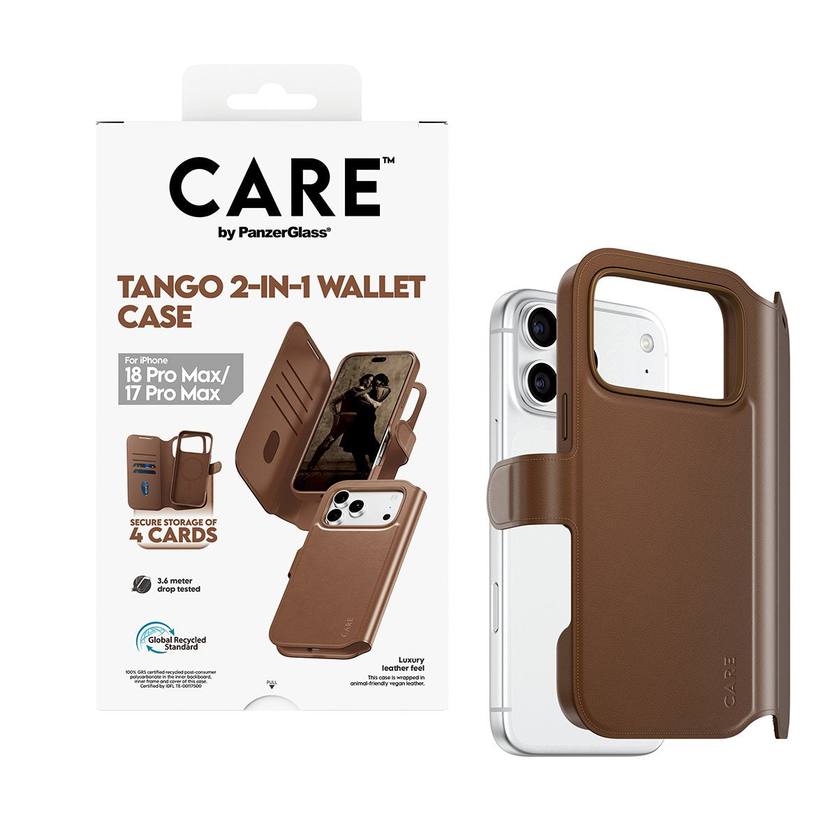 Care By Panzerglass Tango 2-In-1 Wallet Case Marrón M. Magsafe Iphone 17 Pro Max