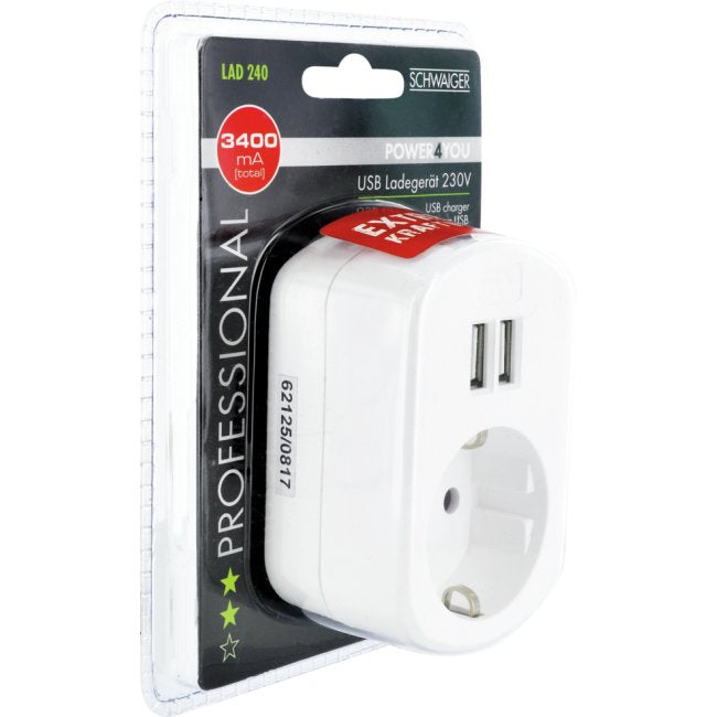 Adaptador De Carga Usb Schwaiger 230v Blanca