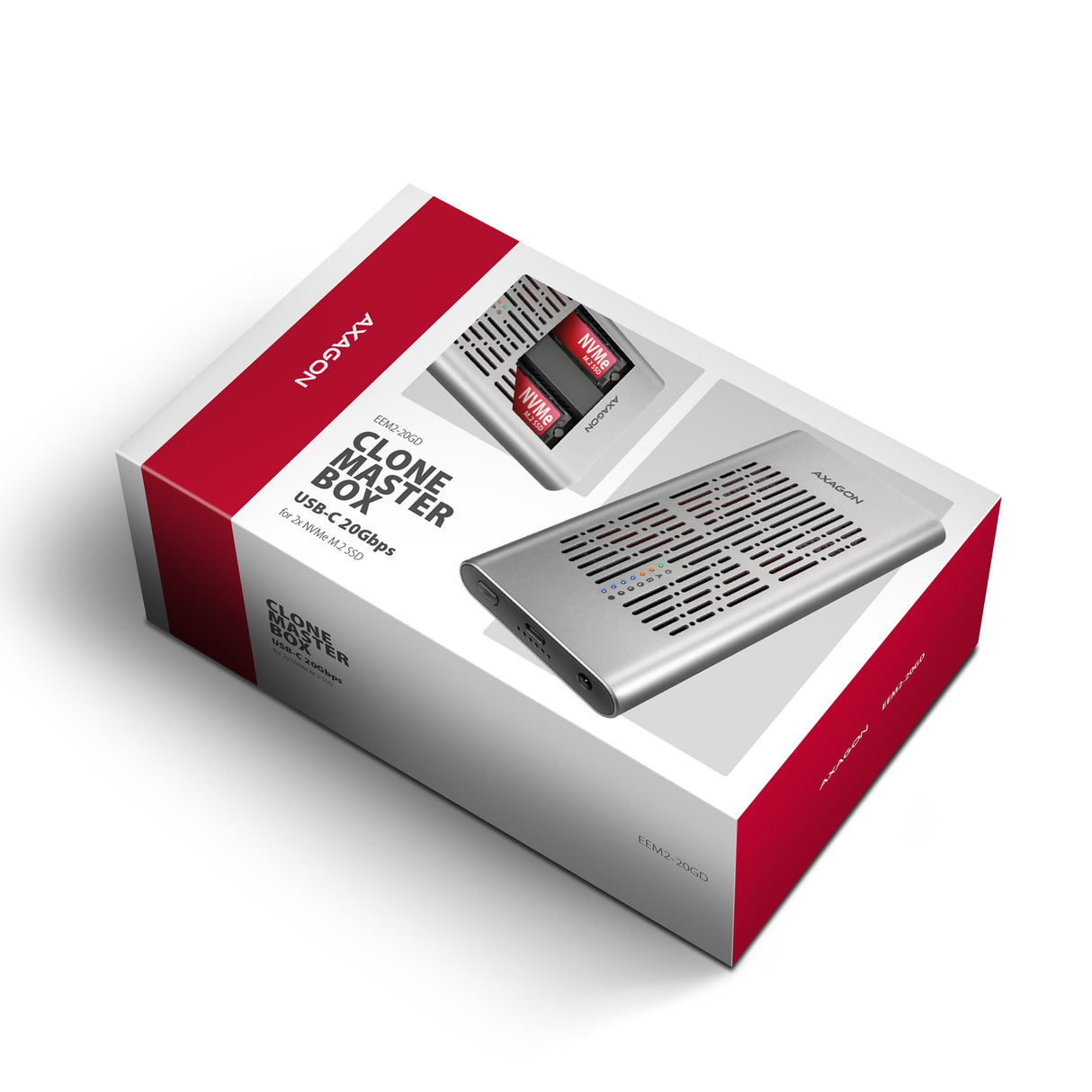 Eem2-20gd Carcasa Externa De Aluminio Usb-C 3.2 Gen2x2, Ssd Nvme M.2 Dual De 20 Gb/S, Clone Master