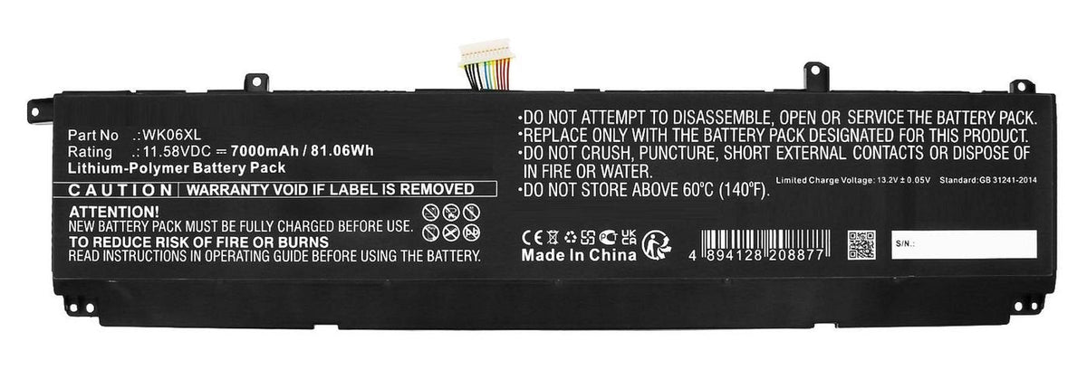 Battery Li-Polymer Black 81.06wh For Hp