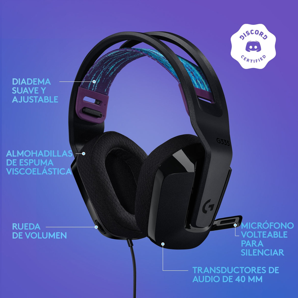 Auriculares Gaming Con Micrófono Logitech G335 Jack 3.5 Negros