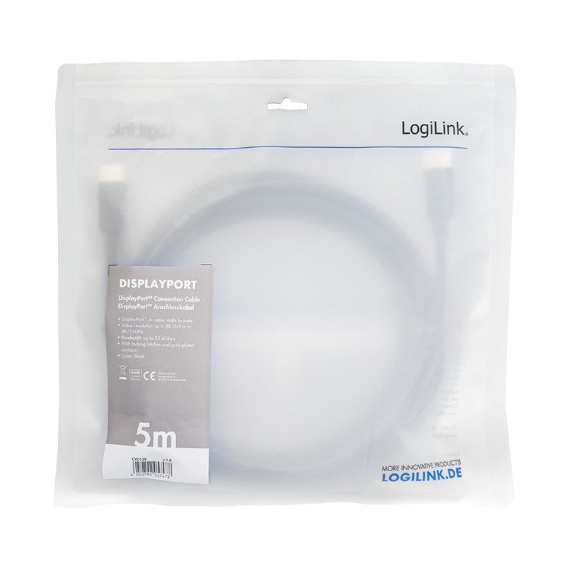 EAN 4052792057478 - LogiLink CV0139 cable DisplayPort 5 m Negro imagen 4
