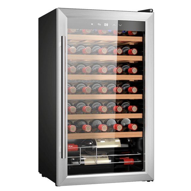EAN 8435484027168 - Cecotec 02716 enfriador de vino Nevera de vino Independiente Negro, Plata, Transparente 34 botella(s) imagen 1