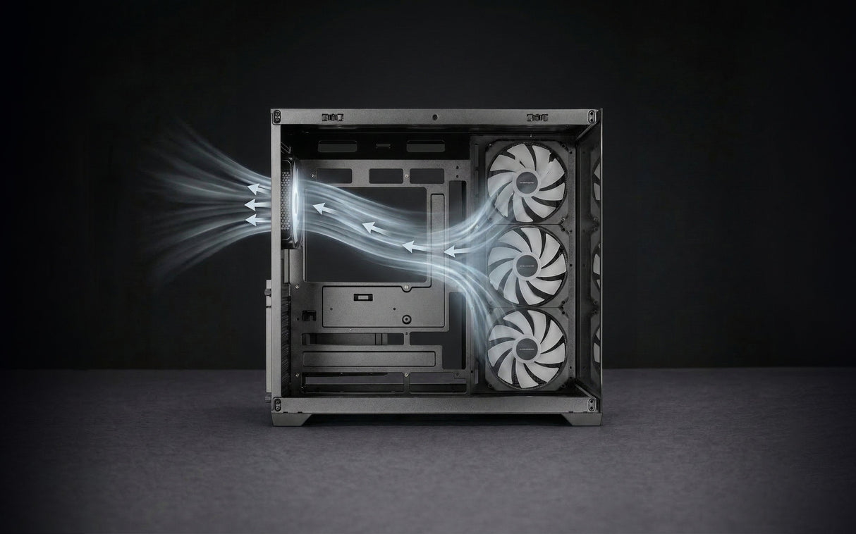 Caja Pc Atx Mars Gaming Mcv5 Cristal Templado Panoramico Argb Gpu 416mm Negra