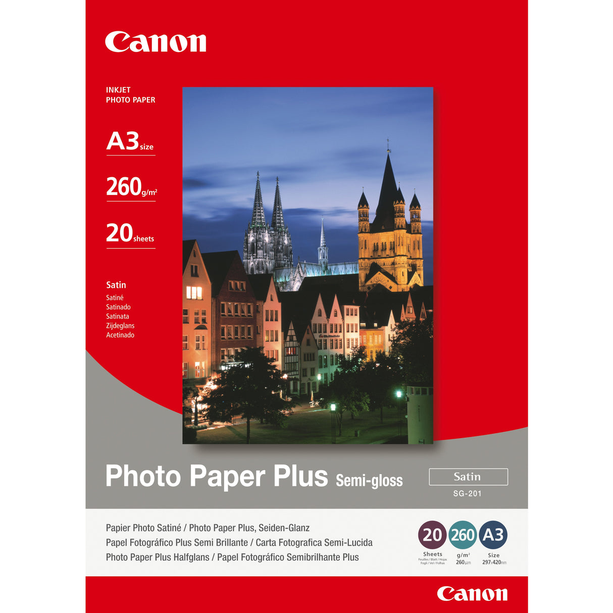 Original Canon Papel Inkjet Sg-201 Fotografico Glossy A3 20 Hojas Sg-201
