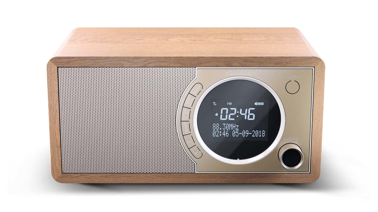 Radio Sharp Dr-450(Br) Digital Fm Dab Dab+, Bluetooth 4.2, Alarm Function, Brown