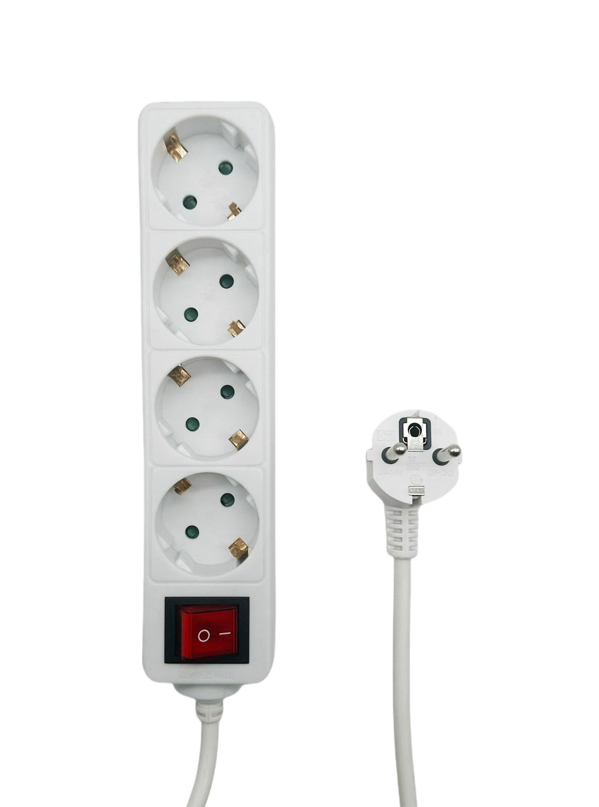 4-Way Schuko Power Strip On/Off Switch 5m, White