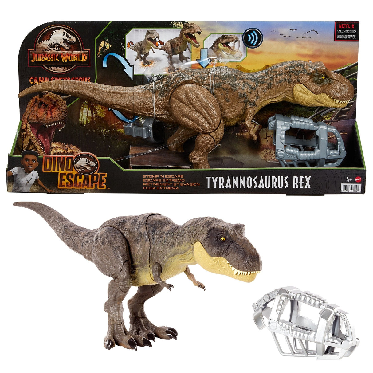 Mattel Jurassic World Stomping Battle Acción T-Rex Mini-Play Figura Gwd67