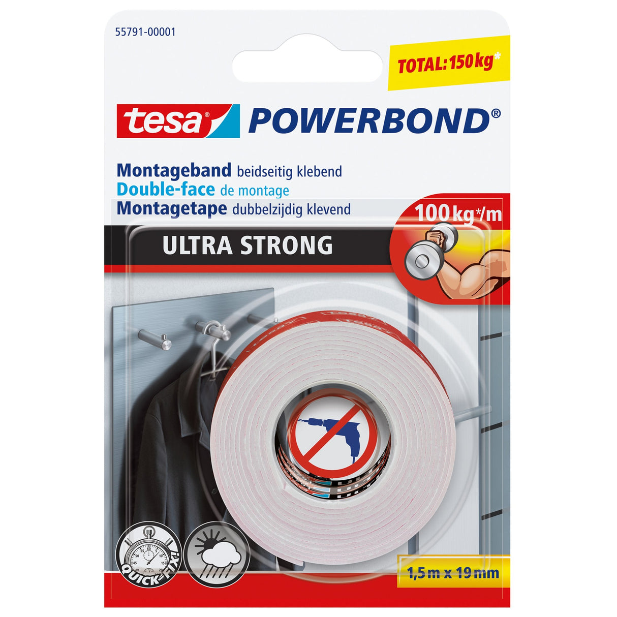 Tesa 55791-00001 Cinta Powerbond Ultra Strong 1,5m 19mm