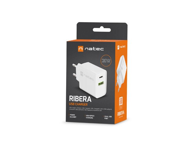 Natec Cargador Usb Ribera Usb-A+Usb-C 20w Pd Blanco