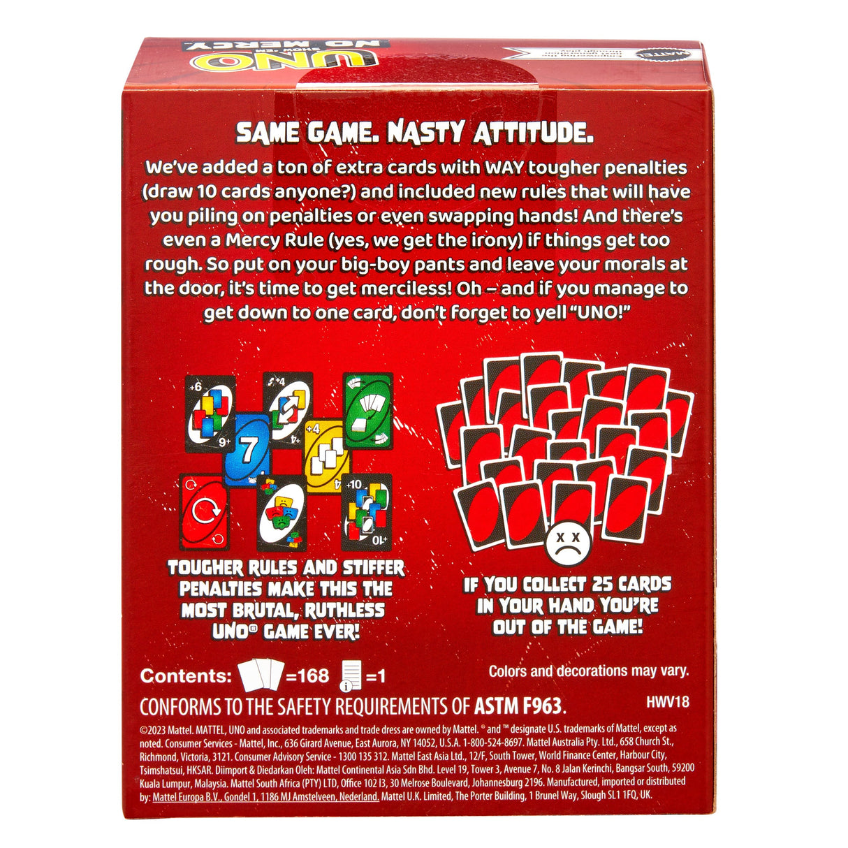 Juego De Cartas Mattel Uno No Mercy Hwv18