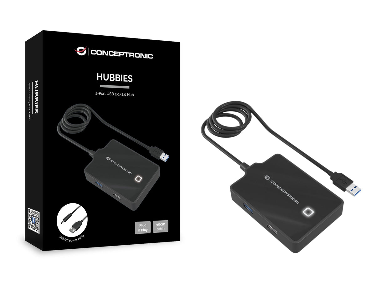 Hub Usb3.0 Conceptronic  Hubbies05b 4 Puertos Y Cable De 90cm