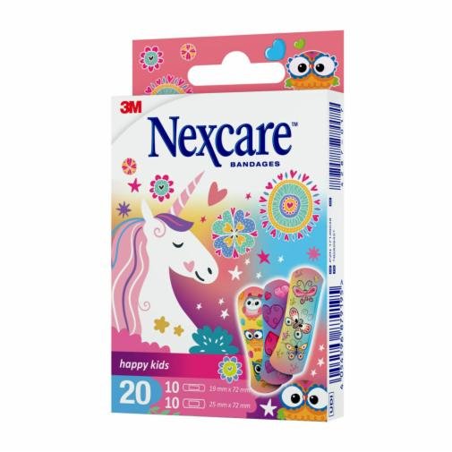 Nexcare Happy Kids Magic Pack De 20 Apositos Surtidos - Transpirables - Para Pieles Delicadas - Estampado Infantil