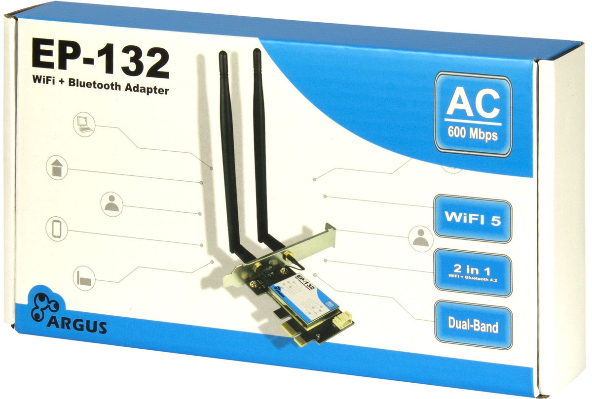 Inter-Tech Wi-Fi 5 Pcie Adapter Ep-132 Antena,Bluetooth 4.2
