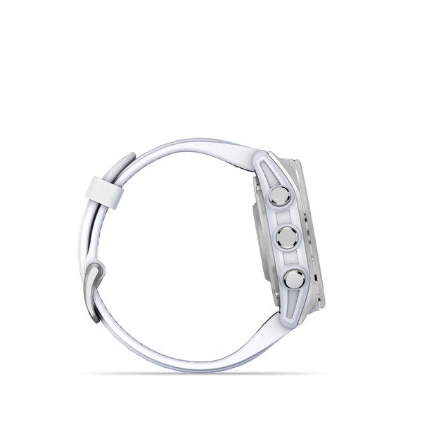 Garmin Fenix 8 Whitestone Smartwatch 43mm Amoled Plateado Con Correa De Silicona Blanca