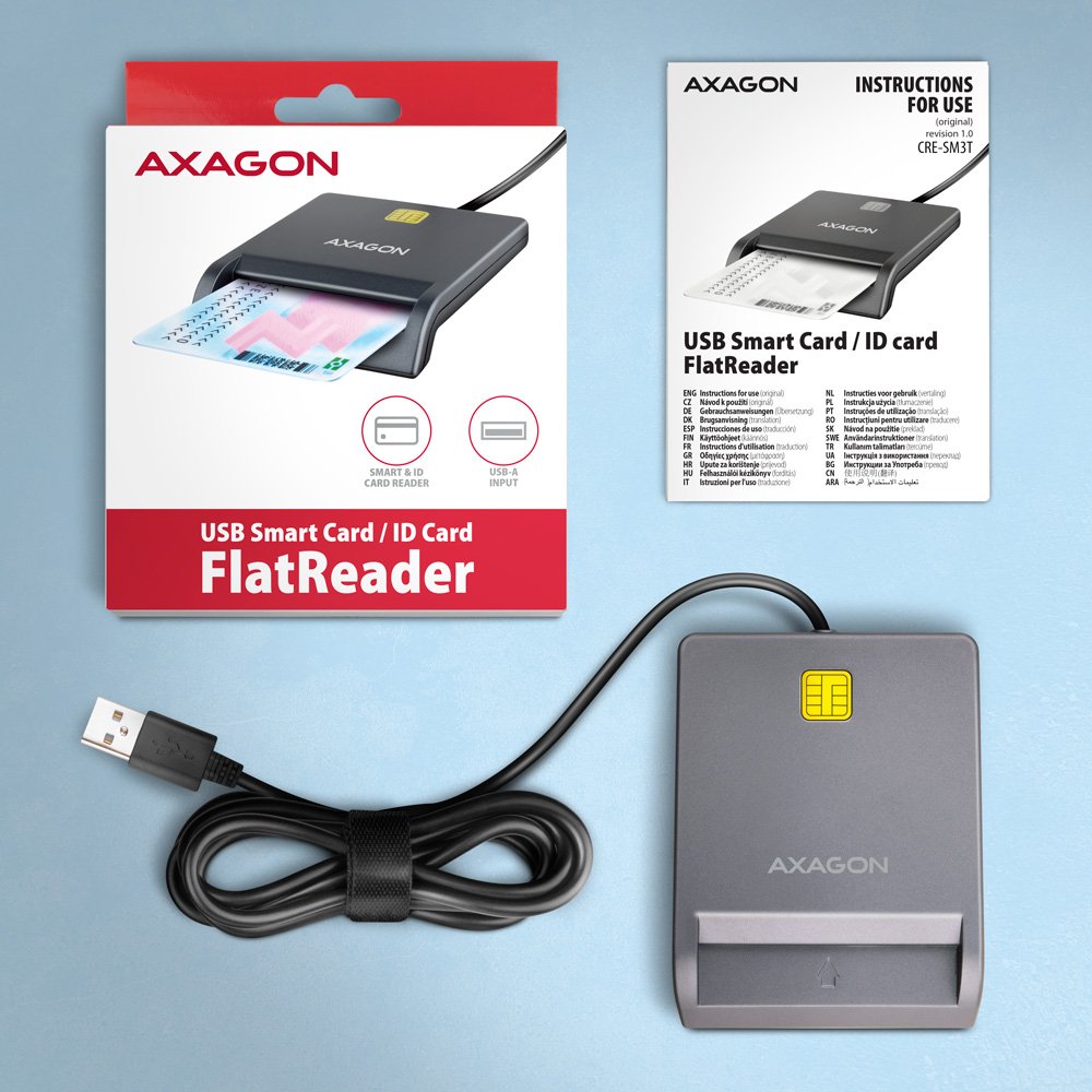 EAN 8595247908278 - Axagon CRE-SM3T USB Smart card Flat lector de tarjeta inteligente Interior USB 2.0 Negro imagen 6