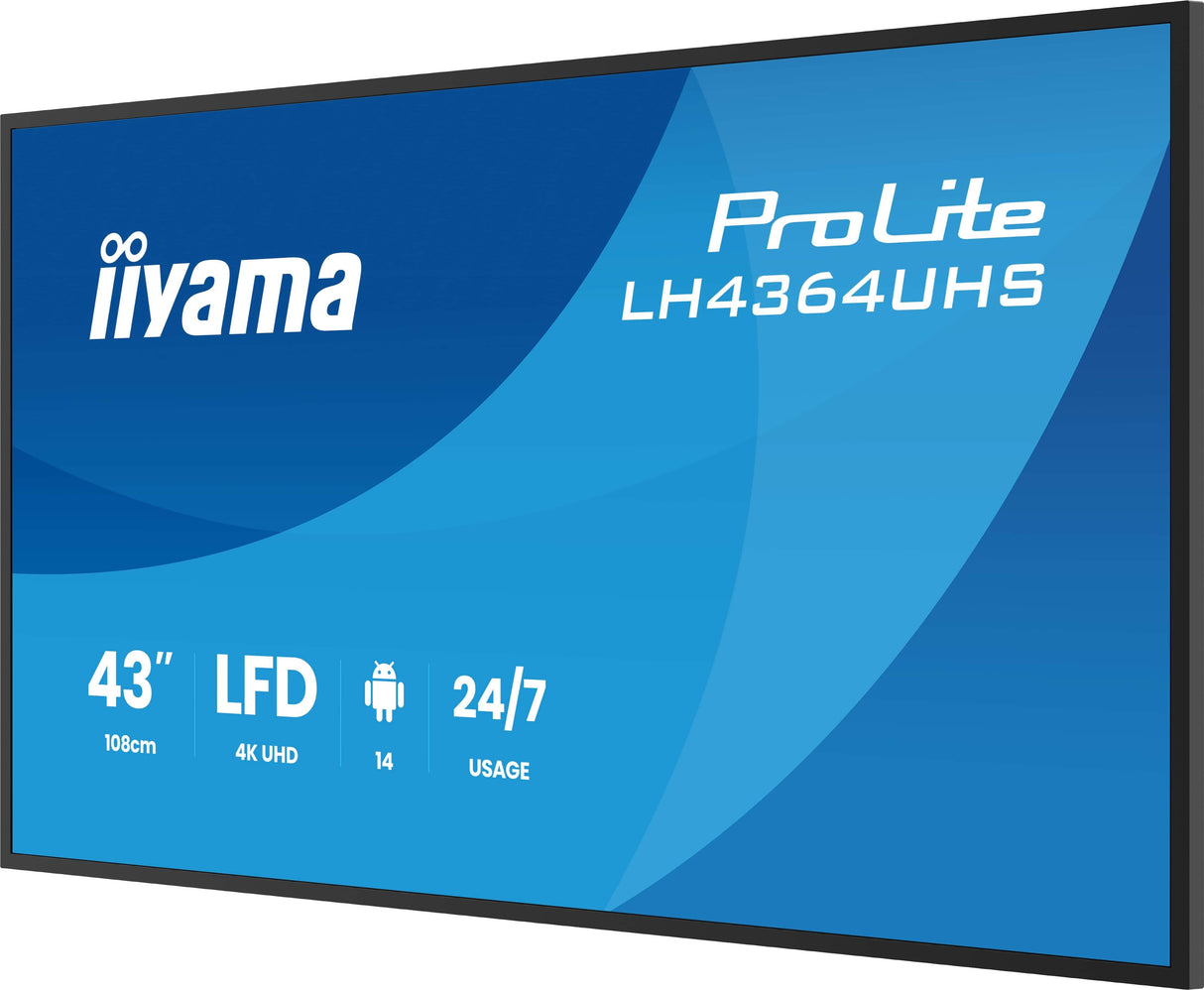 Iiyama Lh4364uhs-B1ag Pantalla Plana Para Señalización Digital 109,2 Cm (43") Led Wifi 500 Cd / M² 4k Ultra Hd Negro