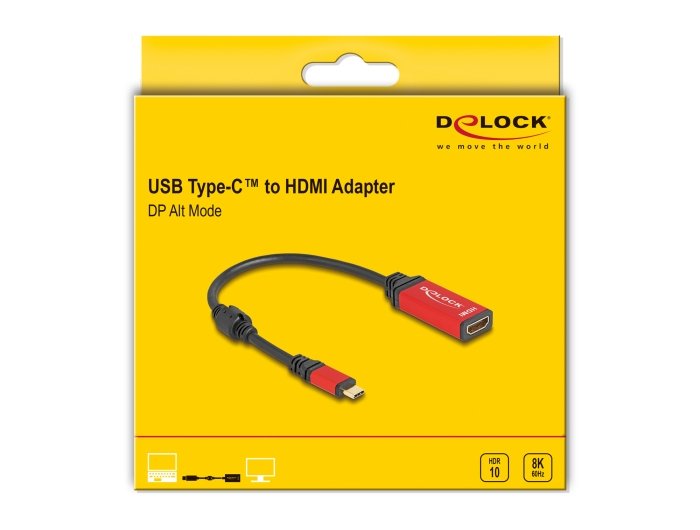 Delock 60053 Adaptador Usb Type-C A Hdmi (Modo Dp Alt) 8k 60 Hz Con Función Hdr Rojo