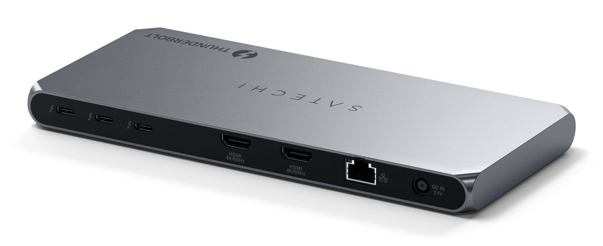 Satechi Thunderbolt 4 3.5mm Audio Czytnik Kart 2x Usb-A 3.2 2x Hdmi 2.0 Displaylink 1x Ethernet 3x Tb4 Downstream Dc/21v - Zasilacz 180w 96w Tb4 Passthrough