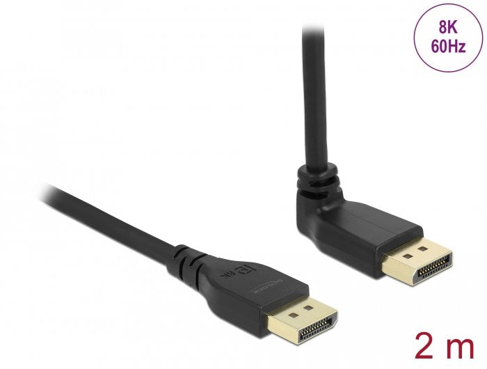 Cable Delock Displayport Stecker Gerade Zu Stecker 90° Oben Gewinkelt 8k 60 Hz 2 M Ohne Einrastfunktion