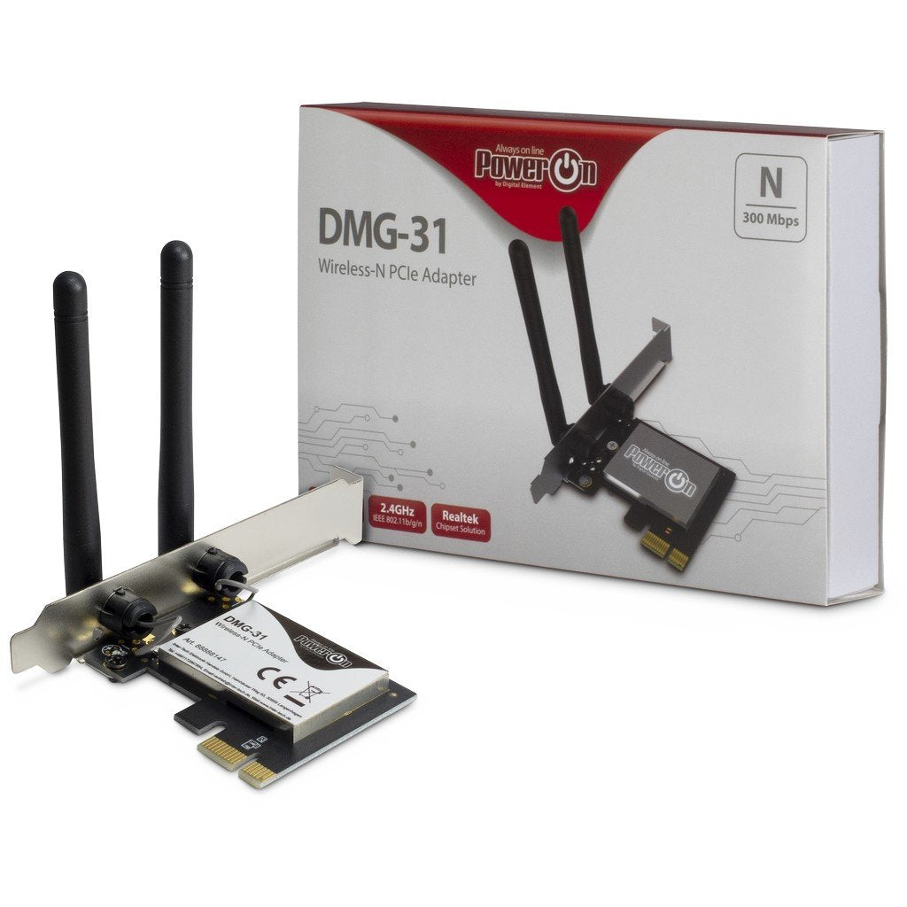 Adaptador Inter-Tech Wi-Fi 4 Pcie Dmg-31 2t2r Antena 300mbps Retail