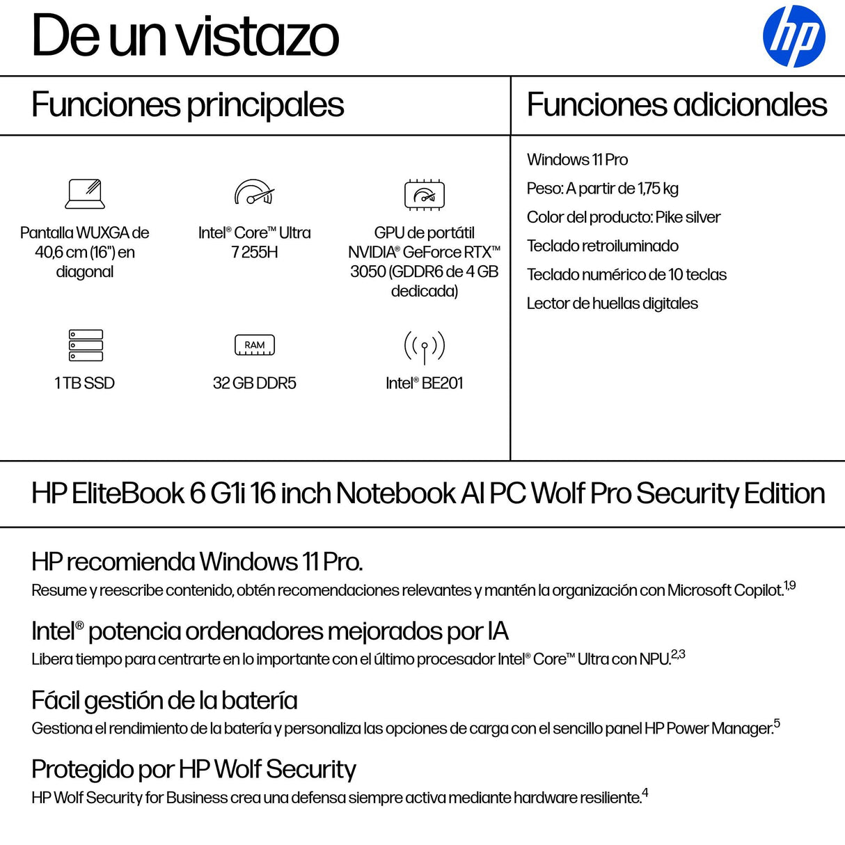 EAN 0199251416149 - HP EliteBook 6 G1i Intel Core Ultra 7 255H Portátil 40,6 cm (16") WUXGA 32 GB DDR5-SDRAM 1 TB SSD Wi-Fi 7 imagen 4