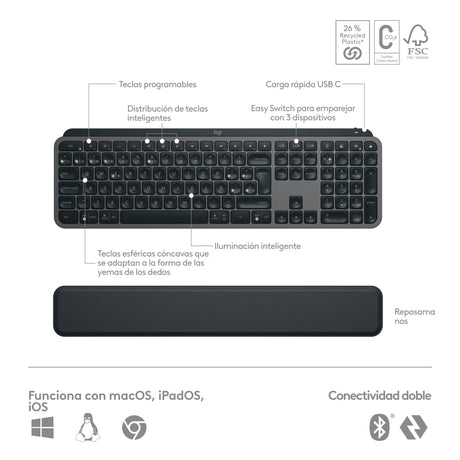 EAN 5099206112452 - Logitech 920-011610 teclado Ratón incluido Oficina RF Wireless + Bluetooth QWERTY Español Grafito imagen 11