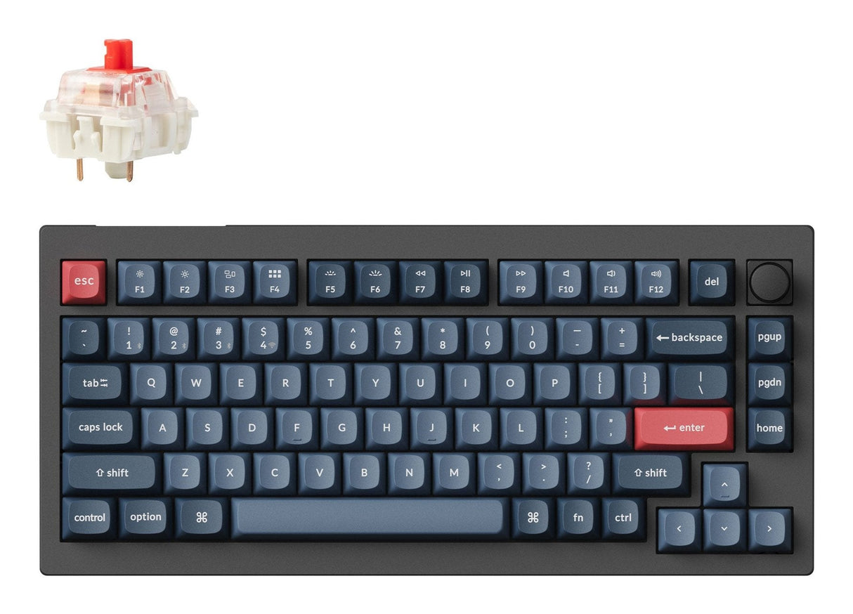 Keychron V1 Max, Teclado Para Juegos Negro Azul-Gris, Diseño De, Gateron Jupiter Red, Hot-Swap, Rgb V1m-D1-De